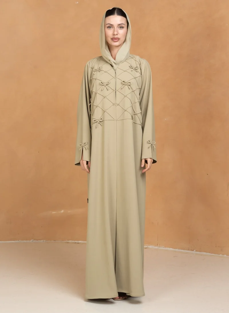 Meem by Mariyah Front open abaya with sheila